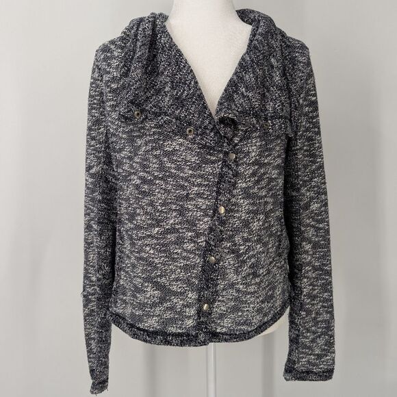 Saturday Sunday Anthropologie Grey Asymmetrical Button Up Cowl Jacket Large - Picture 1 of 8